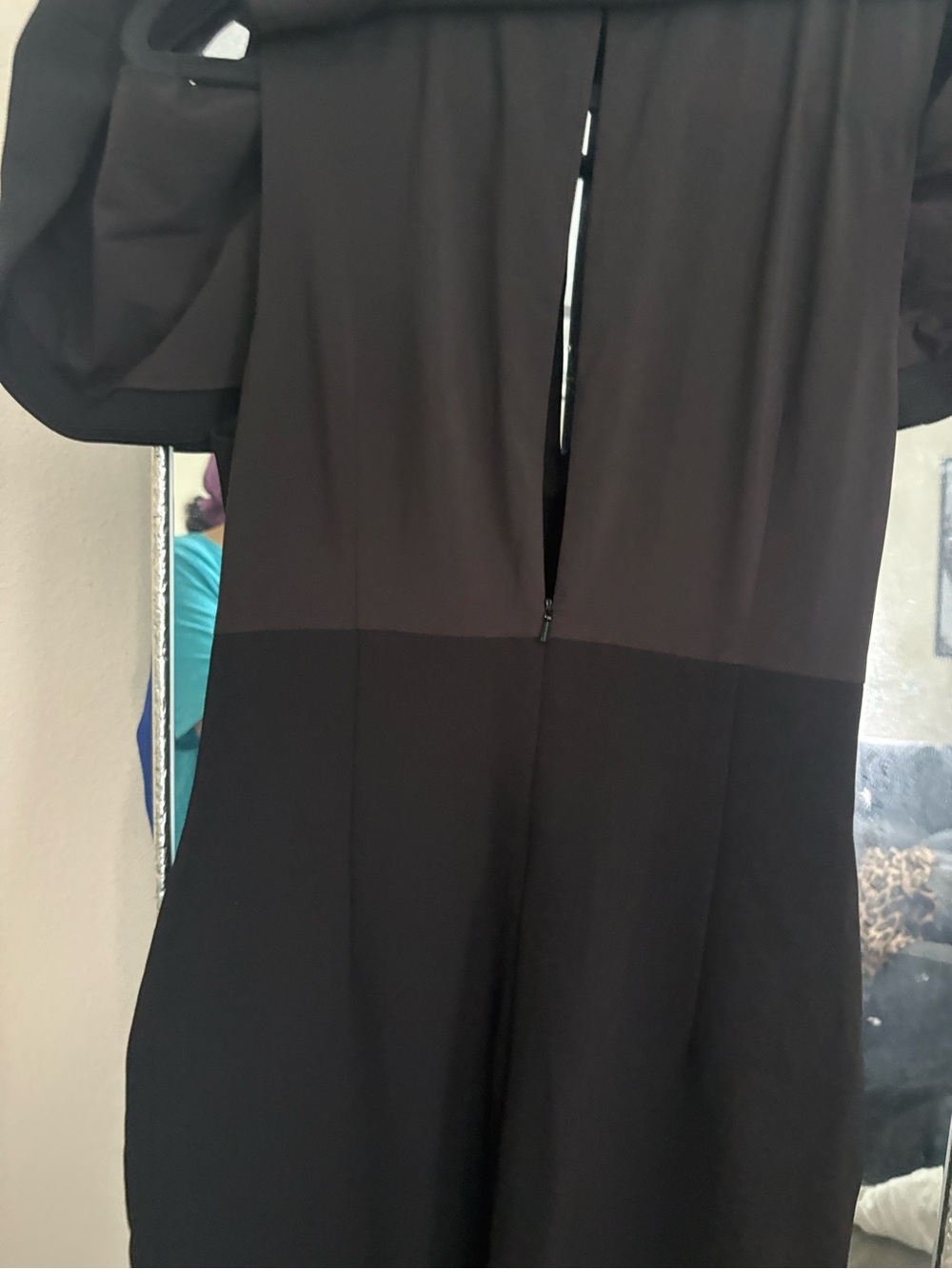 Badgley Mischka Size 8 Black Sheath Dress Sleeveless Asymmetrical Collar - Picture 8 of 8